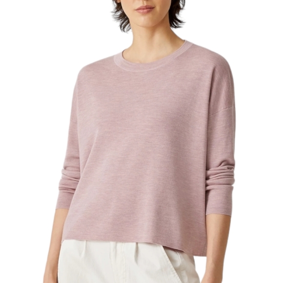 Eileen Fisher Sweaters - Eileen Fisher Ultrafine Merino Box-Top In Responsible Wool Light Plum Sz S